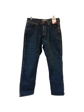 Wrangler Mens Relaxed Fit Stretch Jeans 34X32 Dark Blue Straight Leg #N-17